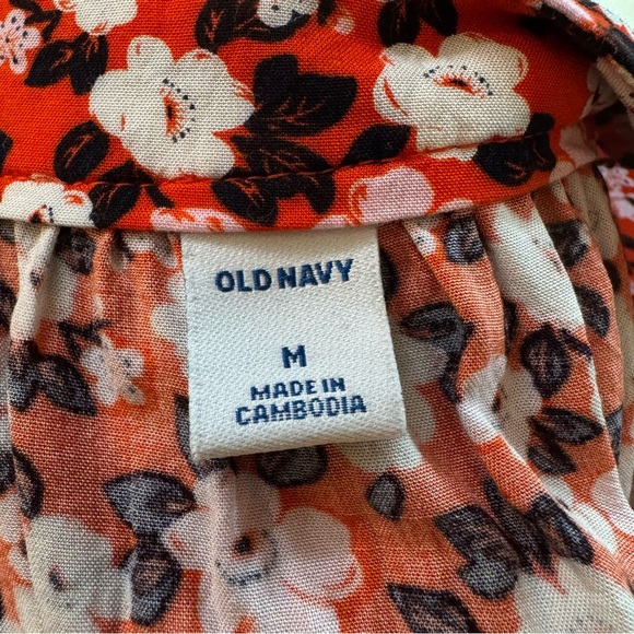 Old Navy - Size Medium - Red Floral Boho Long Sleeve Blouse - Picture 3 of 4